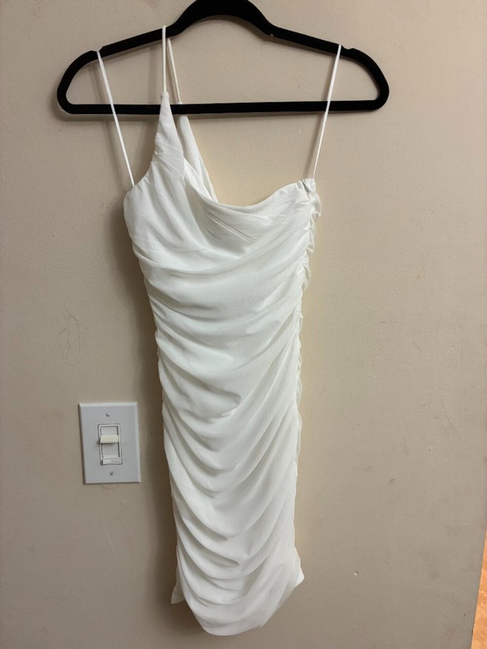 NWT Princess Polly White Ruched Cowl Neck Bodycon Mini Dress US 2